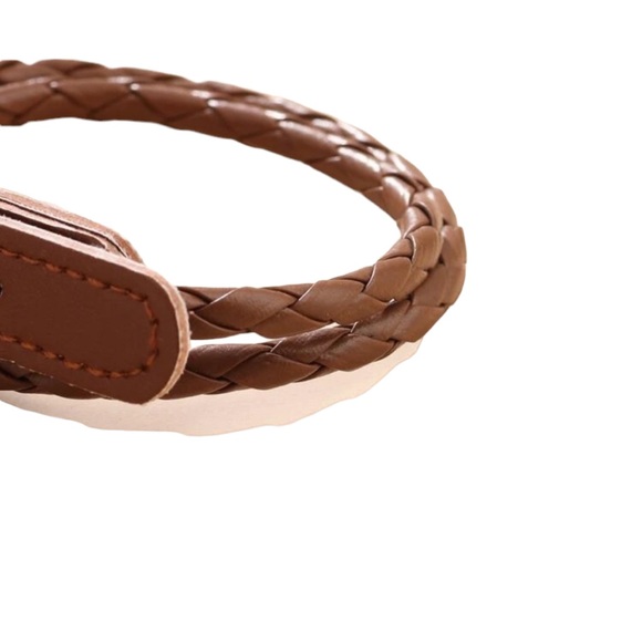 Leather Woven Buckle Brown Bracelet - Picture 2 of 4